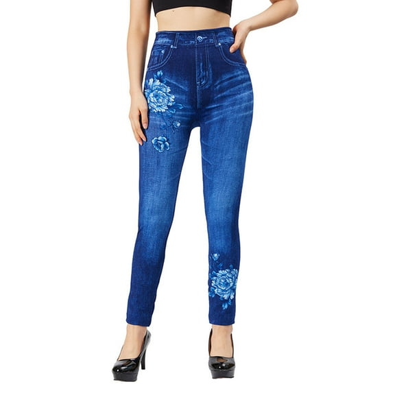 Mingw Jeans Denim Leggings Leggings for Women Pull on Stretchy High Waisted Skinny Jean Leggings ,Blue,Free Size