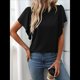 thumbnail image 4 of Camisas Formales Informales de Negocios para Mujer, Camisas de Verano, Mangas , Cuello Redondo, Mangas de Hoja de , Trajes 2025 Negro XL, 4 of 9