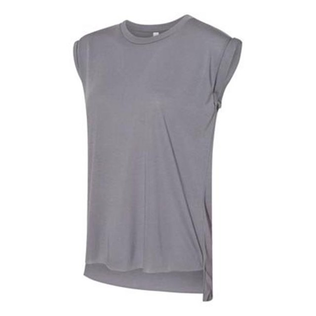 Bella Canvas Womens Flowy Rolled Cuffs Muscle Tee, XL, Storm