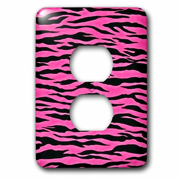 3dRose Pink and Black Zebra Print 2, 2 Plug Outlet Cover