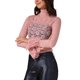 thumbnail image 4 of TOP Floral Lace Mesh Sheer Crew Mock Neck Casual de INSPIRE CHIC para Mujeres XL Rosa, 4 of 6