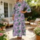 thumbnail image 1 of TaTaai Printed Dress Lightweight Soft Women's Fashion Round Neck Short Sleeve Breathable Flowy Spring Summer Casual Daily Midi Dress Gift, 1 of 7