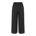 thumbnail image 4 of Baqcunre Linen Pants Women Linen Pants Palazzo Wide Leg Drawstring Casual Loose Crop Elastic Waist Cotton Beach Pants Womens Sweatpants Women'S Pants Black L, 4 of 8