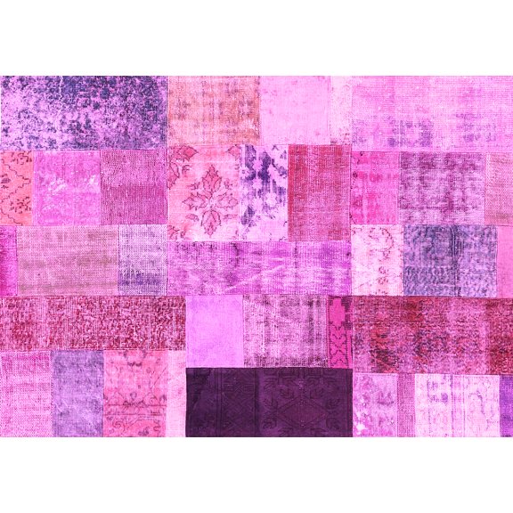 Ahgly Company Indoor Rectangle Patchwork Pink Transitional Area Rugs, 5' x 8'