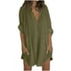 thumbnail image 3 of Suéteres para mujer,Blusa holgada con cuello en V para mujer, túnica informal de manga larga con bolsillo, mezcla de algodón y lino, para oficina y uso diario, sopatenor, 3 of 8