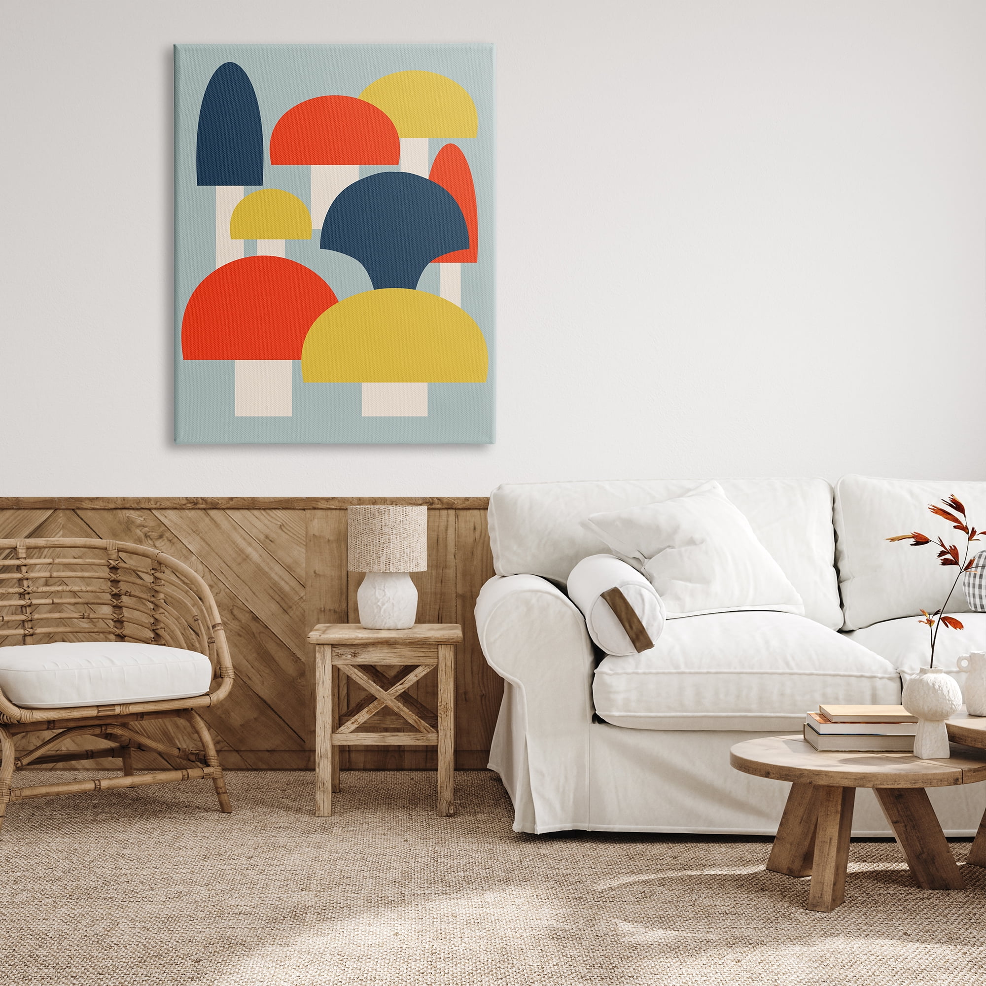 Stupell Industries Contemporary Mushroom Shapes Botanical & Floral Painting Gallery Wrapped Canvas Art Print Wall Art, 36 x 48