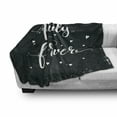 thumbnail image 3 of Family Soft Flannel Fleece Throw Blanket, Family is Forever Hand Drawn Typography with Little Hearts Poster Style, Cozy Plush for Indoor and Outdoor Use, 60" x 80", Black and White, by Ambesonne, 3 of 6
