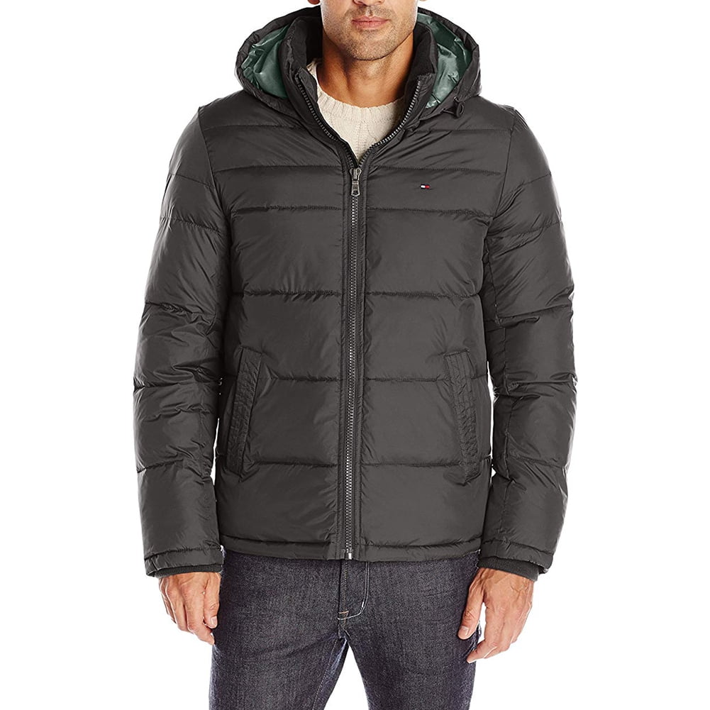 Tommy Hilfiger Men's Insulated Hooded Puffer Jacket Coat Black - Walmart.com