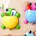 thumbnail image 4 of SPRING PARK Creative Cute Cartoon Tortoise Kids Wall Suction Cup Mount Toothbrush Toothpaste Holder Pencil Pen Container Box Travel Organizer Plastic Pocket Storage Organizer, 4 of 6