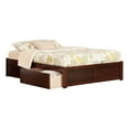 thumbnail image 1 of Leo & Lacey Solid Wood Urban King Storage Platform Bed in Walnut, 1 of 6