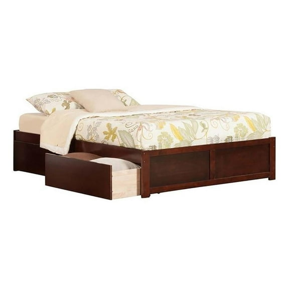 Leo & Lacey Urban Queen Storage Platform Bed in Walnut