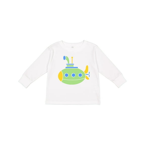 Inktastic Cute Green Submarine Boys or Girls Long Sleeve Toddler T-Shirt