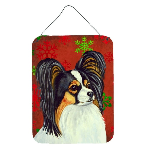 Carolines Treasures LH9345DS1216 Papillon Red and Green Snowflakes Holiday Christmas Wall or Door Hanging Prints 12WX16H