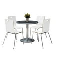 thumbnail image 2 of KFI Studios Mode Round 3' Dining Table Set, Graphite Nebula, 4 White Jive Chairs, 2 of 2