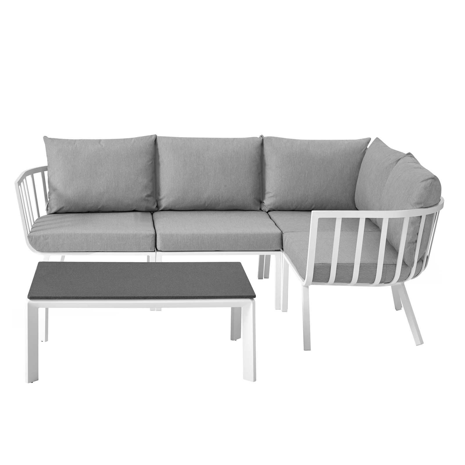 Lounge Sectional Sofa Chair Set, Aluminum, Metal, Steel, White Grey Gray, Modern Contemporary Urban Design, Outdoor Patio Balcony Cafe Bistro Garden Furniture Hotel Hospitality - image 1 of 10