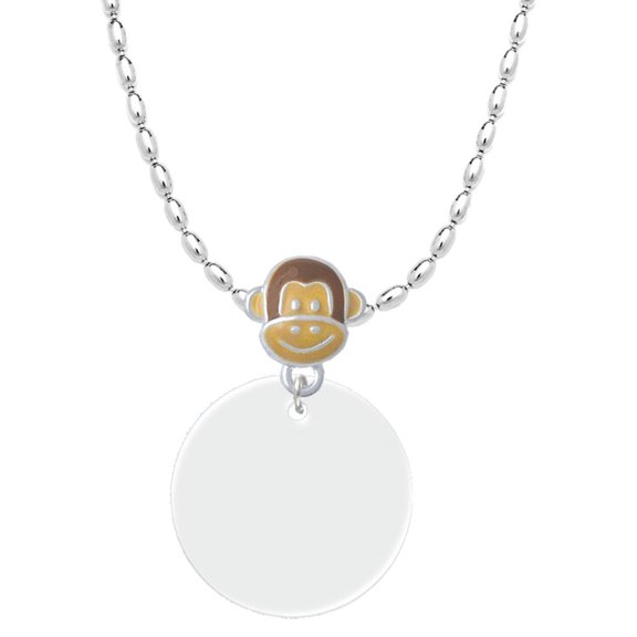 Delight Jewelry Acrylic 7/8" Disc Imitation Pearl Mia Monkey Charm Necklace