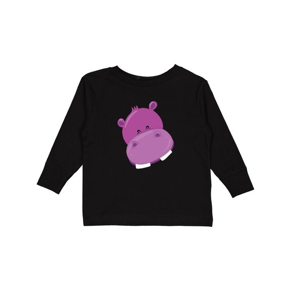 Inktastic Cute Purple Hippo Head Boys or Girls Long Sleeve Toddler T-Shirt