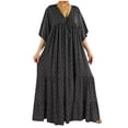 thumbnail image 2 of Jusqu'à 65 % de Rabais! Robes d'Été Mode pour Femmes 2024 Grande Taille Robe Décontractée Col en V Manches 3/4 Ample Coton Fluide Boho Robes Soleil, 2 of 6