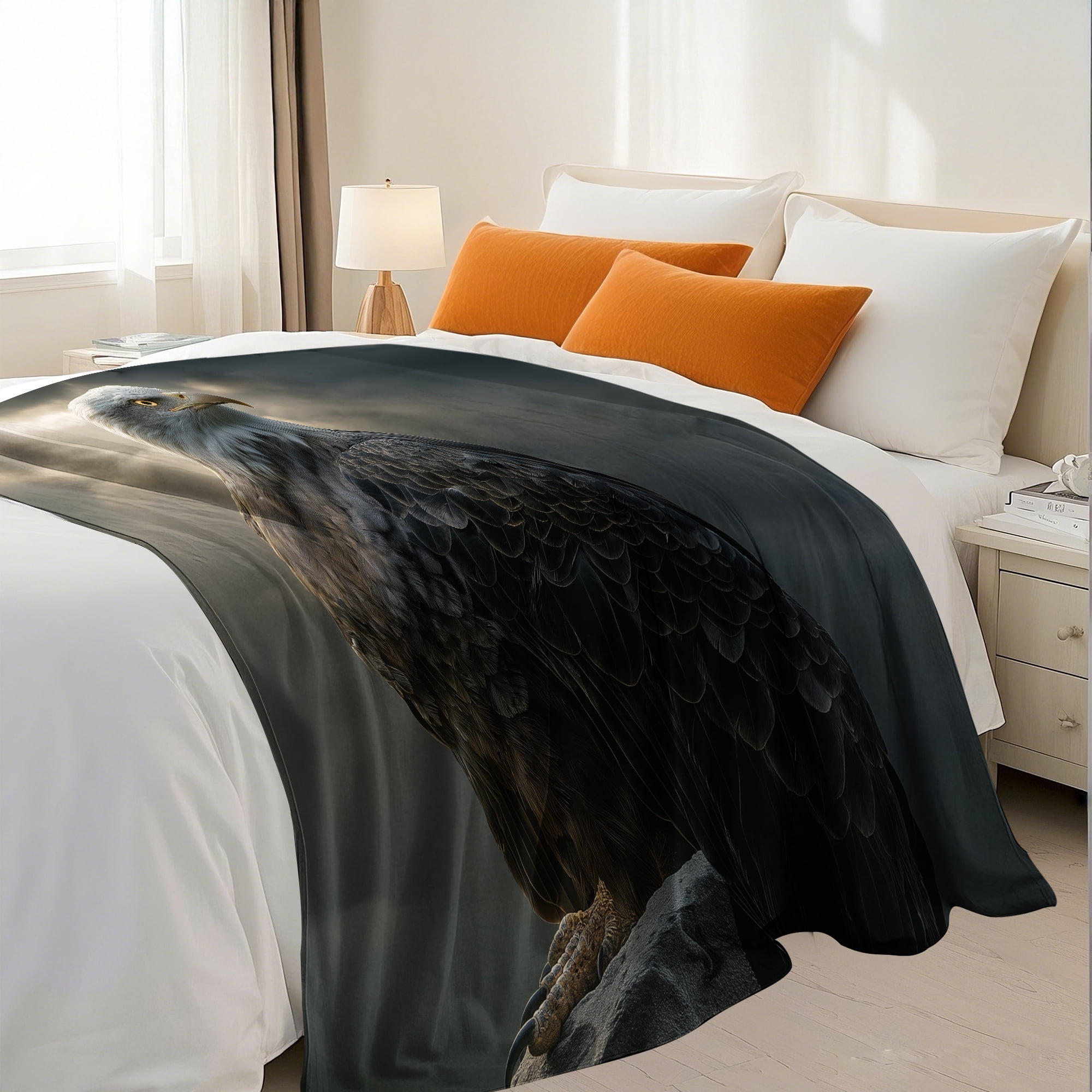 Flannel Fleece Throw Blanket, Soft Large Throw Blanket, Lightweight Cozy Plush Throw Blanket Fit Sofa Bed, 30"x40", Eagle