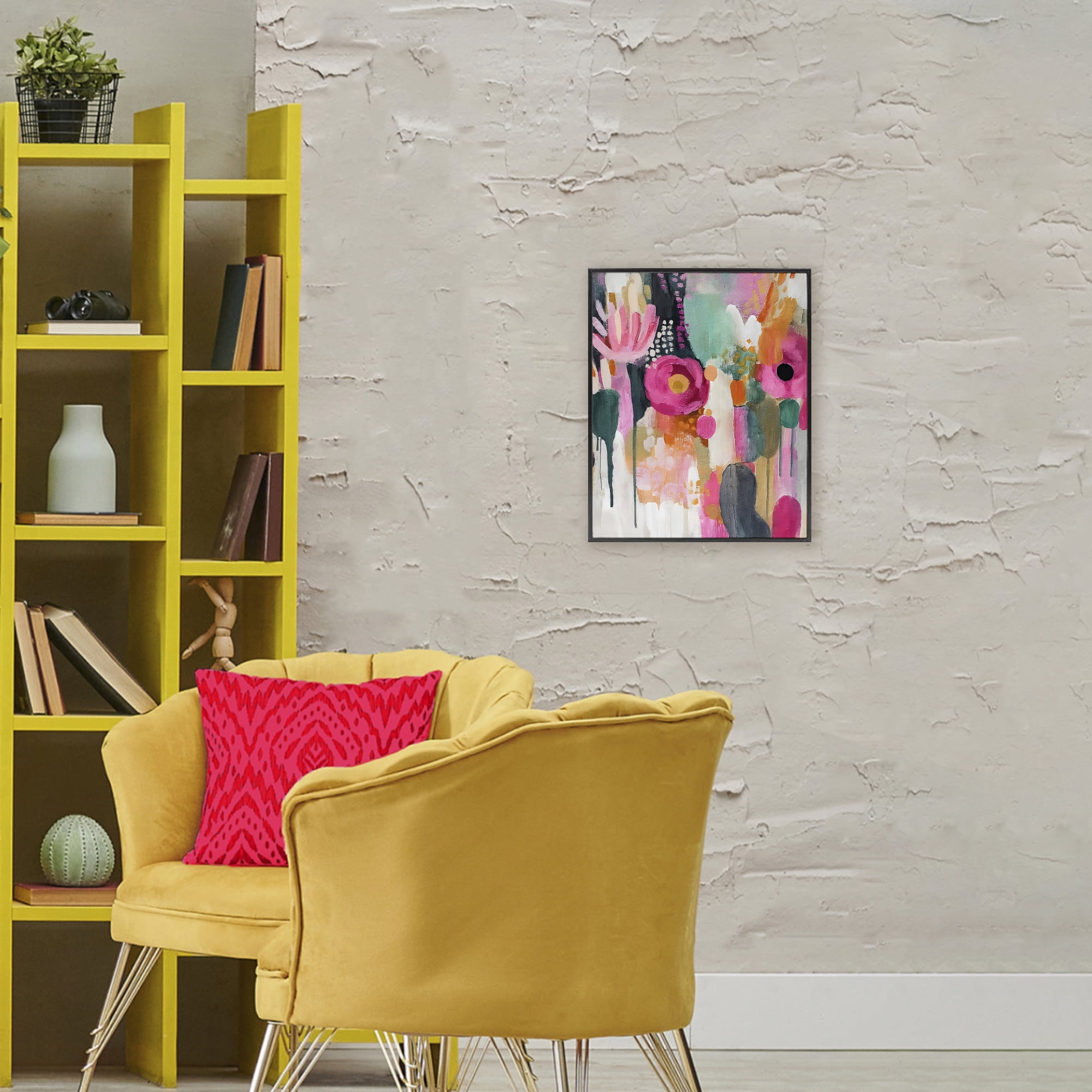 Stupell Industries Dripping Blooms Cascade Black Framed Giclee Art, design by Riley B