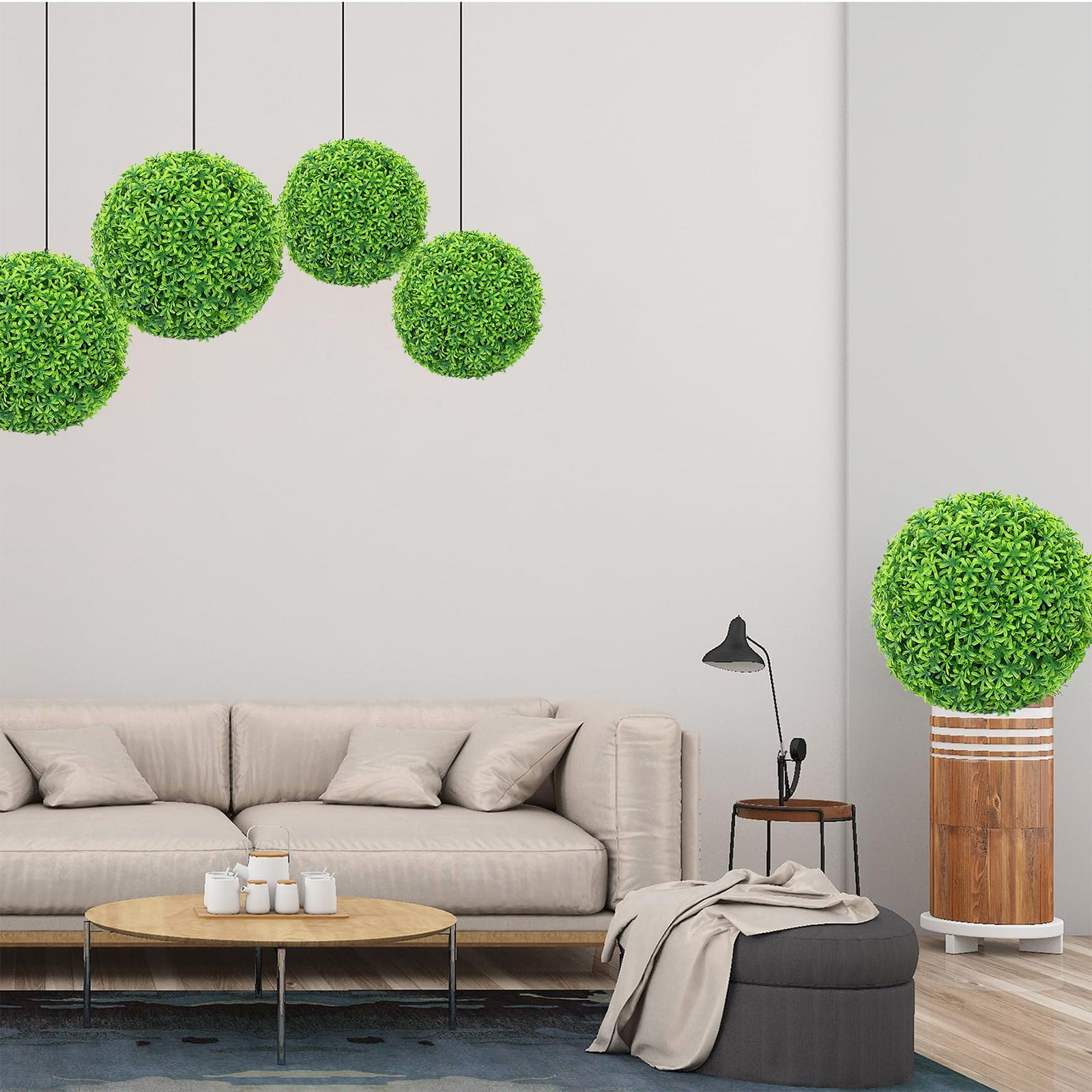 Clearance! Binkne Simulation Plant Grass Ball Eucalyptus (Outer Diameter 45Cm); Artificial Flowers; Simulation Artificial Plant Topiary Faux Decorative for Garden Backyard Balcony and Home Décor