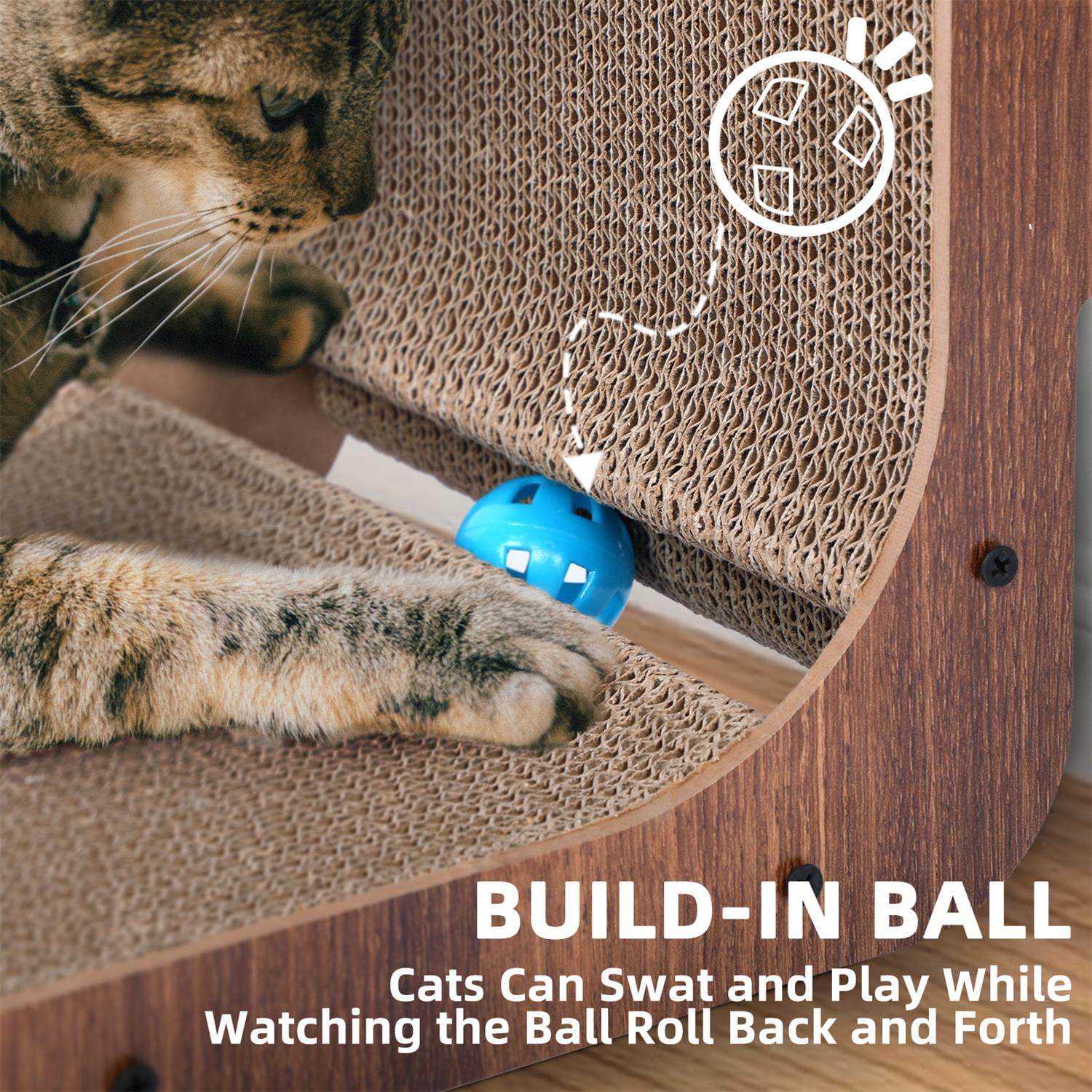 Pefilos 20" Cat Scratcher for Indoor Cats, 2-in-1 Wood Corrugate Cat Scratch Pad, Cat Scratching House Cardboard, Beige Pefilos 20" Cat Scratcher for Indoor Cats, 2-in-1 Wood Corrugate Cat Scratch Pad, Cat Scratching House Cardboard, Beige
