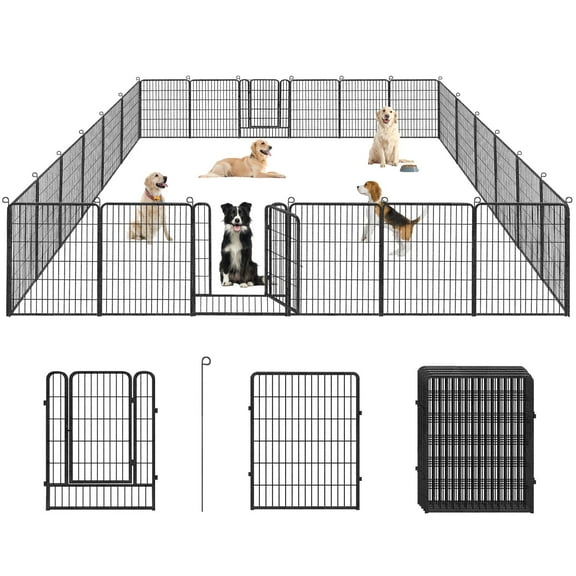 Jhsomdr Dog Playpen Outdoor 40" Height Dog Pen 24 Panels Metal Dog Fence Pet Puppy Playpen for RV, Camping, Yard