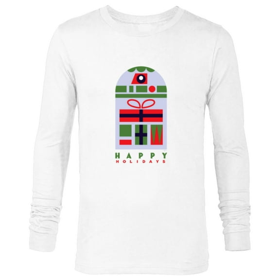 Star Wars R2-D2 Nordic Print Happy Holidays Christmas - Long Sleeve T-Shirt for Men - Customized-White