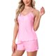 thumbnail image 4 of Conjuntos de loungewear de satén para mujer INSPIRE CHIC, tirantes dobles, sin mangas, espalda de corredor, sexy, camisón de seda, 2 piezas, XL, rosa, 4 of 6