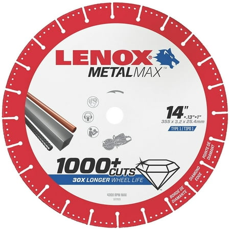 

Lenox Lenox 1972932 Metalmax Diamond Edge Cutoff Wheel 14 x 1