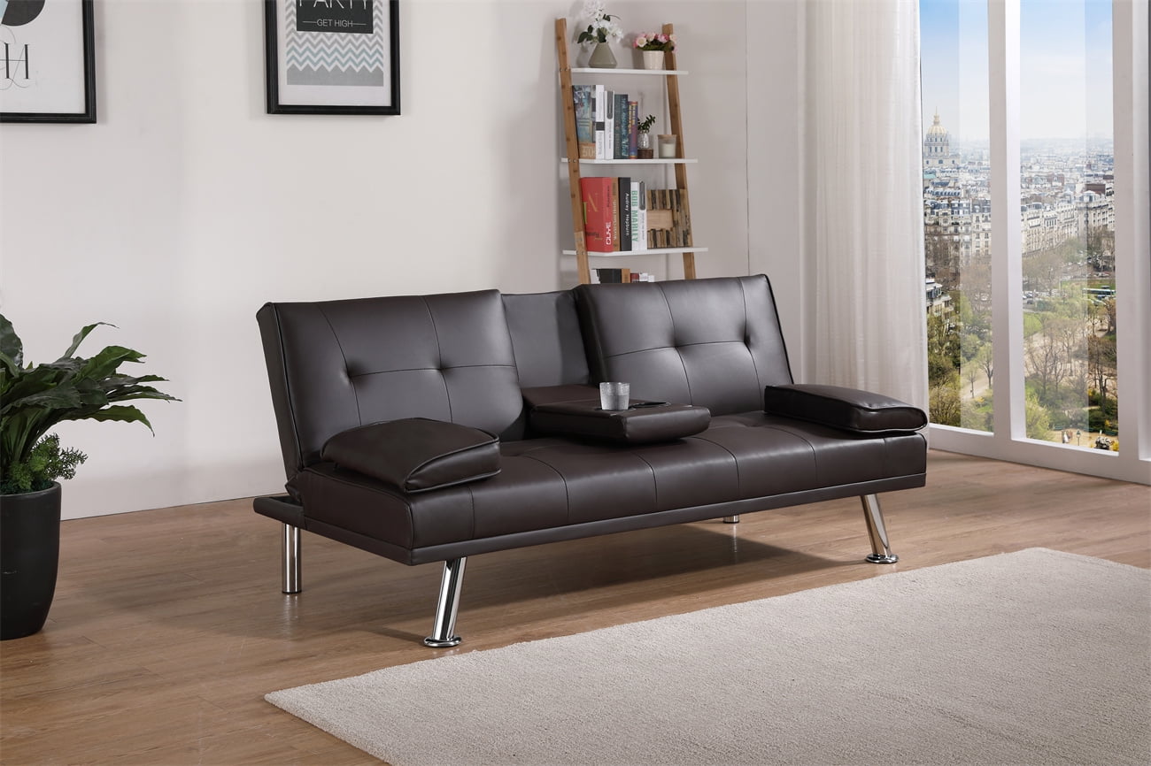 Adjustable Folding Sofa Bed with Removable Armrests, Multifunctional PU