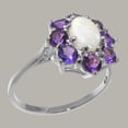 thumbnail image 3 of LBG British Made 14k White Gold Natural Opal & Amethyst Womens Statement Ring - 33 size options - Size 5, 3 of 5
