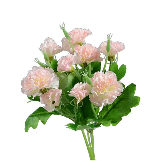 Flores Artificiales para la Decoración Ramo de Claveles de Plástico, 5 Tenedores 10 Claveles Rosa Caliente Impermeable a Prueba Del Desvanecimiento de la Decoración Del Hogar Flores de Plástico para L