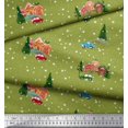 thumbnail image 3 of Soimoi Cotton Voile Fabric House,Tree & Car Transport Printed Craft Fabric by the Yard 56 Inch Wide, 3 of 3