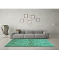 thumbnail image 3 of Ahgly Company Machine Washable Indoor Square Oriental Turquoise Blue Industrial Area Rugs, 6' Square, 3 of 4