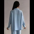 thumbnail image 4 of Conjuntos Casuales de Salón para Mujer, Camisas de Larga con Botones y Pantalones de Pierna , Conjuntos de Chándal Azul L, 4 of 10