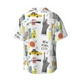 thumbnail image 6 of Lsque New York print Men's Cuban Collar Short Sleeve Shirt Summer Beachwear Casual Button Down Fashionable Vacation Leisure Shirt-Medium, 6 of 7