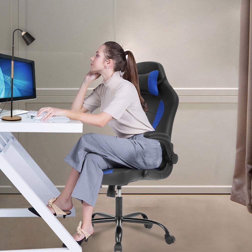 BestOffice Ergonomic Gaming Chair, Lumbar Support, Swivel Rolling for Men, Women(Blue)