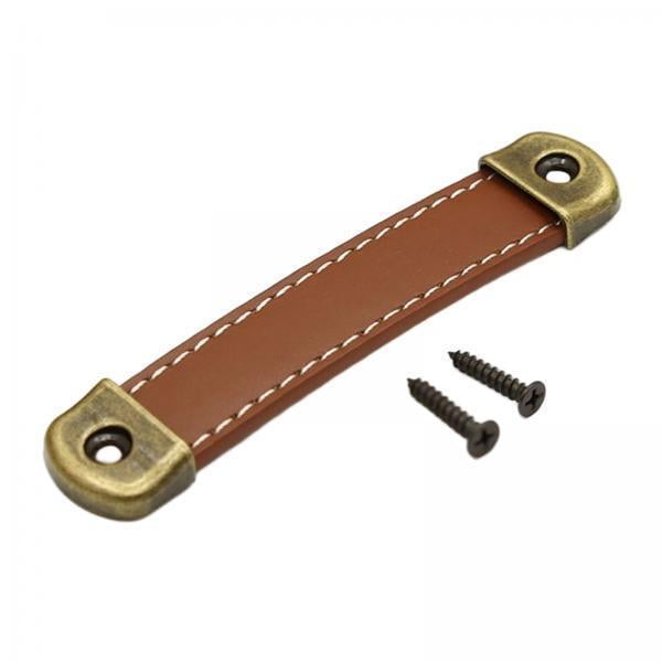 GUOOL Poignée de Bagage en Cuir PU 5x Remplace Poignées d'Armoire Kaki Marron