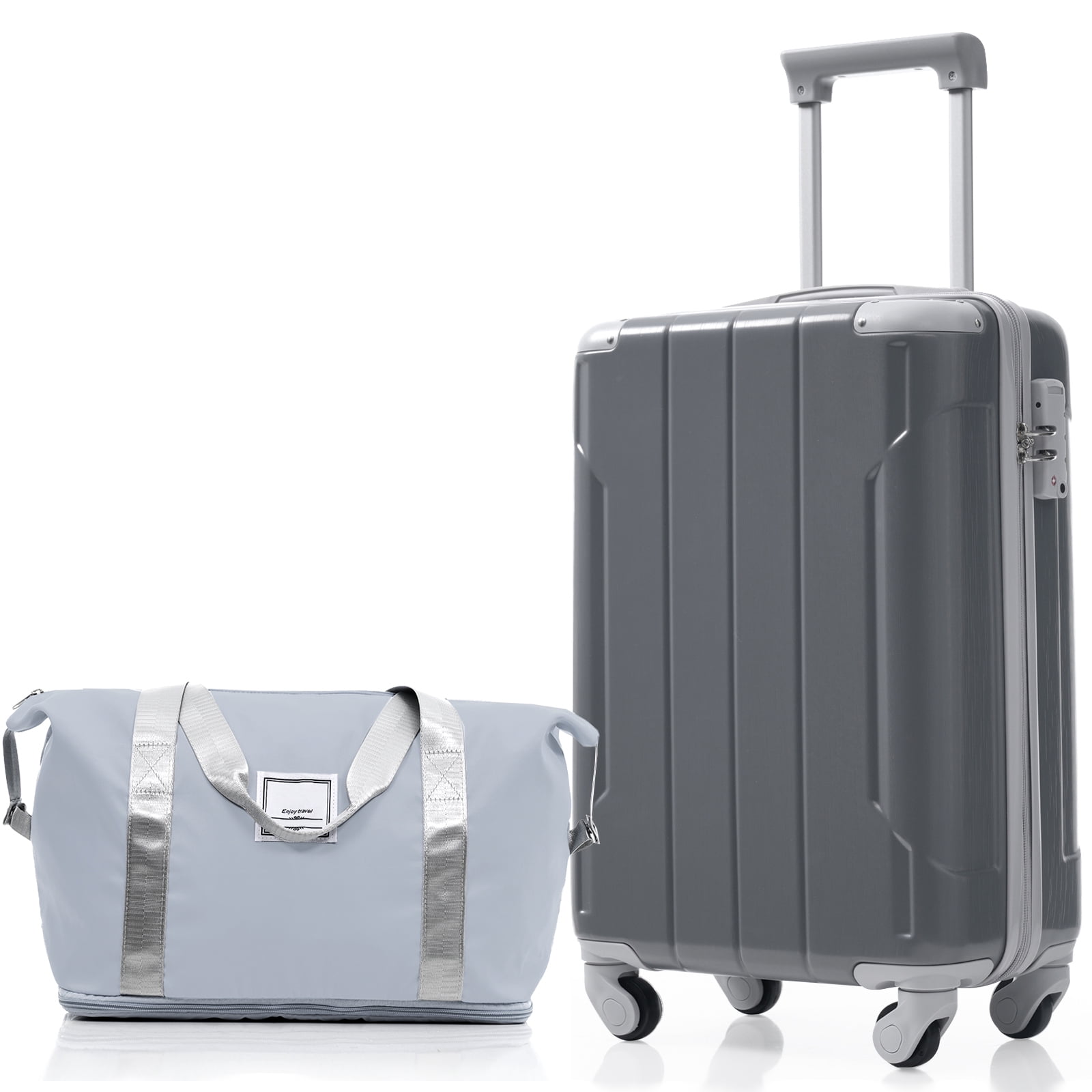 TheEshow 20 Inch Adult Unisex 3-Piece Hybrid Lightweight Luggage Set, Blue