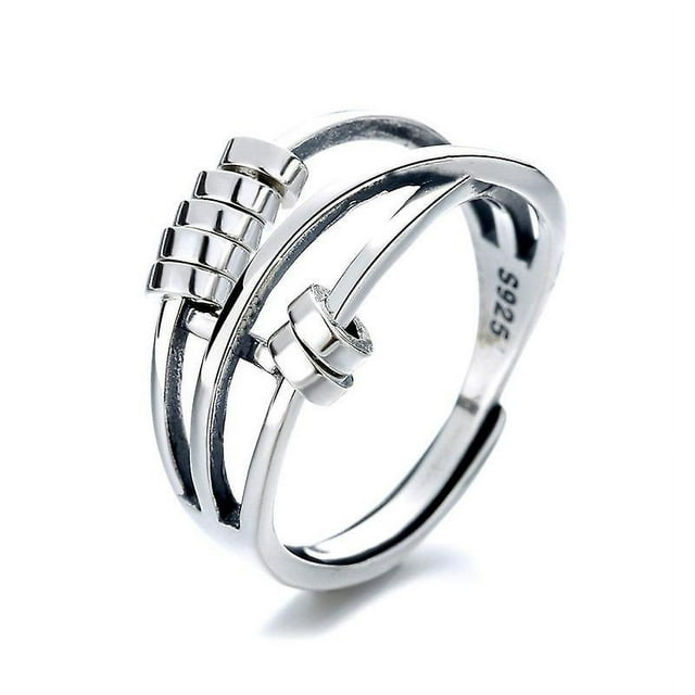 Anxiety Ring, Fidget Ring Anxiety Rings For Women Spinner Ring, Silver Plated Fidget Rings For Anxiety Stress Reliever Spinner Rings, Adjustable Rings