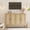 Wood color, variant on Modern Boho Rattan Sideboard Buffet Cabinet – 4-Door Wooden Entryway Storage Console with Power Outlet – Accent Furniture for Hallway, Dining Room, Living Room, Coffee Bar – Wood Color