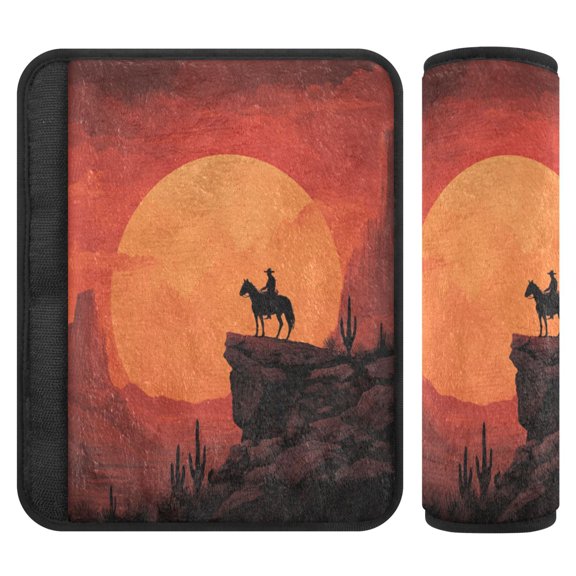 2 Pcs Seat Belt Strap Covers Pad for Car Soft Flannel Car Seat Belt Shoulder for All Cars Wild West Horse Rider