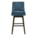 thumbnail image 4 of CHITA 30 inch Upholstered Swivel Faux Leather Counter Bar Stools with Back & Wood Legs Set of 2, Dark Blue, 4 of 9