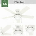 thumbnail image 7 of Hunter 44 inch Zeal Matte Silver Ceiling Fan with LED Light Kit and Pull Chain, 7 of 7