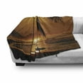 thumbnail image 3 of Central America Soft Flannel Fleece Throw Blanket, Costa Rica Sunset with a Surfer Admiring the Waves Tropical Destination, Cozy Plush for Indoor and Outdoor Use, 50" x 60", Multicolor, by Ambesonne, 3 of 6