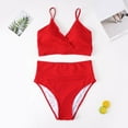 thumbnail image 3 of Gubotare Womens Bikini Women's Two Piece Swimsuits Bandeau Bikini Set Smocked Off Shoulder Bathing Suit with High Waisted Bottoms,Red 4XL, 3 of 5