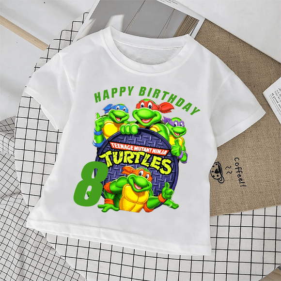 New Teenage Mutant Ninja Turtles Boys T Shirt Happy Birthday Numbers Children Girls T-shirts Summer Tops Clothes Kids Party Gift