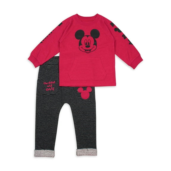 Mickey Mouse Long Sleeve T-Shirt & Sweatpants, 2pc Outfit Set (Baby Boy)