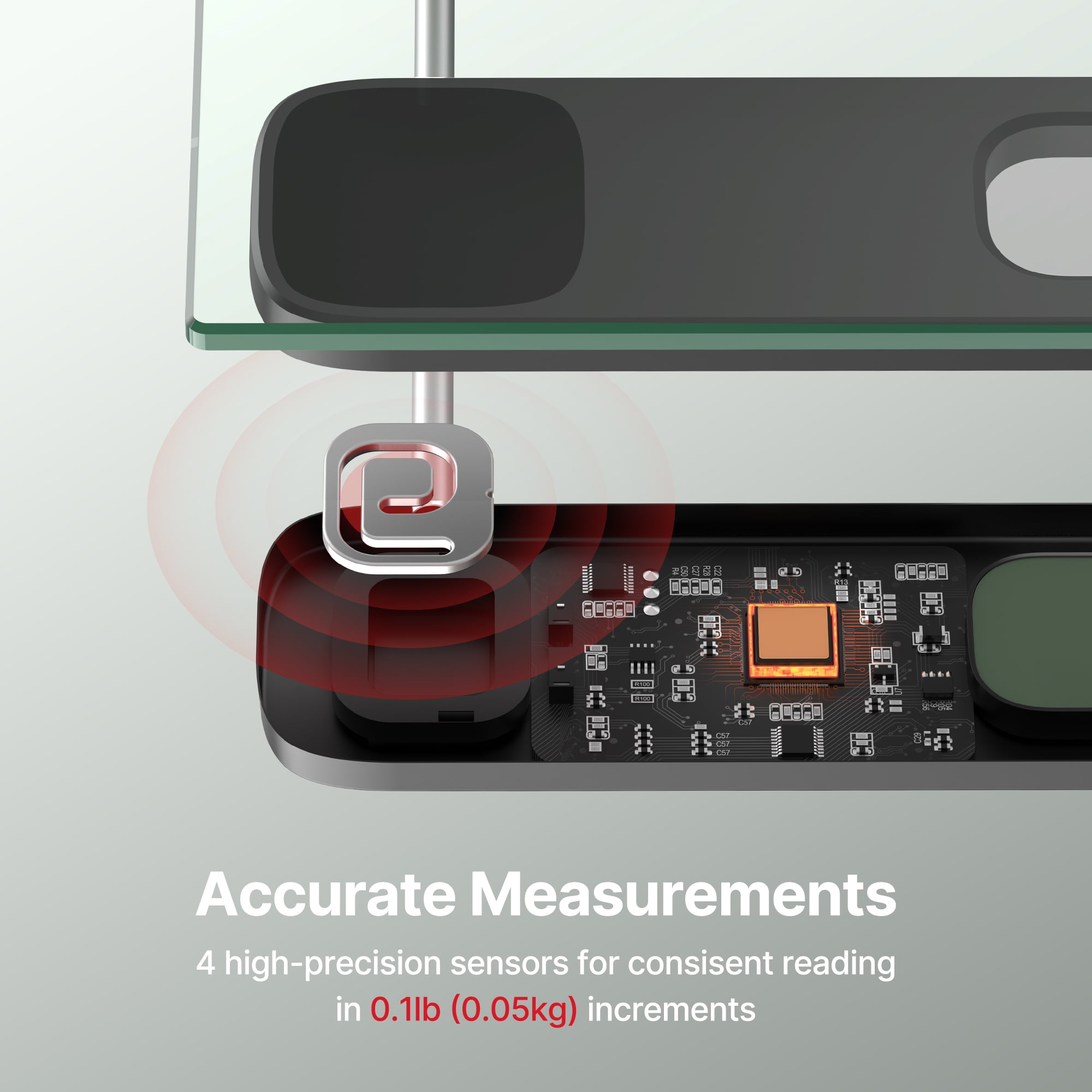 FITINDEX Scale for Body Weight, Highly Accurate Digital Weight Scale with LCD Display, Anti-Slip, Glass, 400 lb